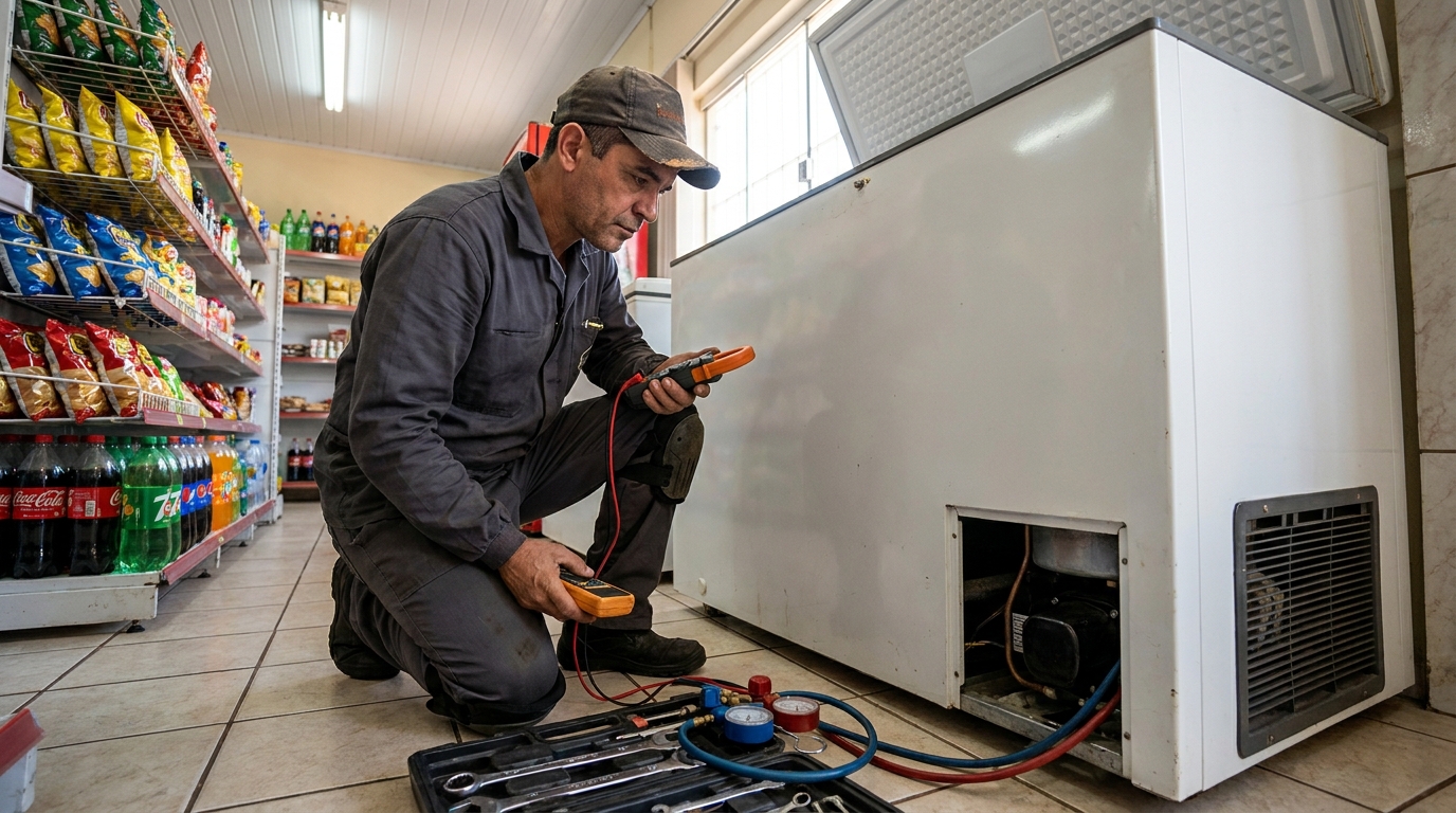 Reparo na placa eletrônica do freezer em Marília‑SP